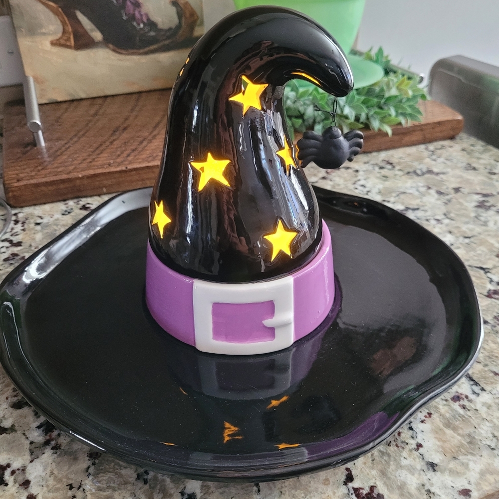 Mr Halloween Light Up Witch Hat Dip Bowl Centerpiece Spider